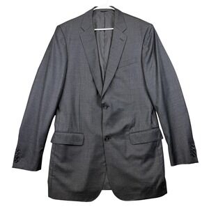 David August Blazer Mens 40L Gray Wool Check Two Button Suit Jacket Classic Fit